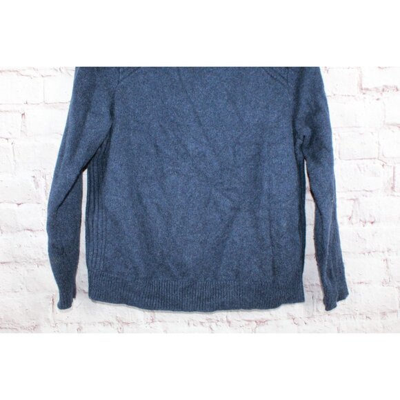 LL Bean Rangeley Merino Wool Pullover Sweater Quarter Zip Navy Size L - Picture 8 of 11
